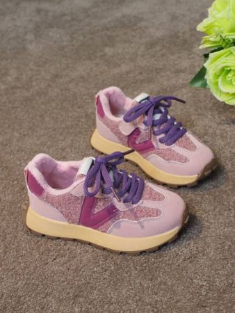 حذاء رياضي دافئ مريح بأسلوب كليجا وردي زرقاء للأولاد والبنات بأصابع مستديرة ونعل مسطح ،مضاد للانزلاق ومتعدد الاستخدام