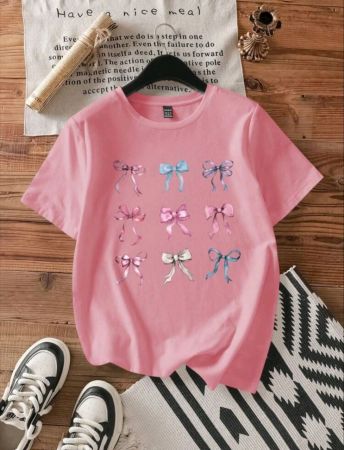تي شيرت نسائي كاجوال فضفاض بأكمام قصيرة ورقبة دائرية من SHEIN EZwear، صيفي