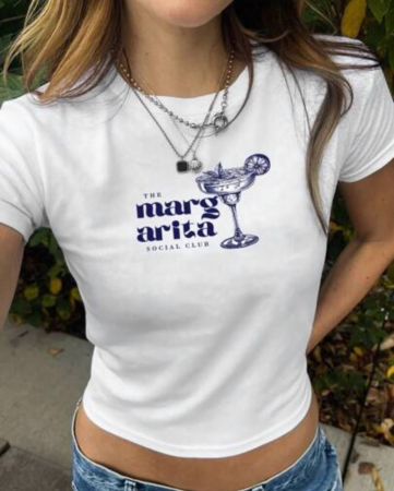 تي شيرت قصير من SHEIN MOOSTA للنساء Y2K Cocktail Martini للصيف من THE Marg Arita SOCIAL CLUB تي شيرتات جرافيكية للنساء