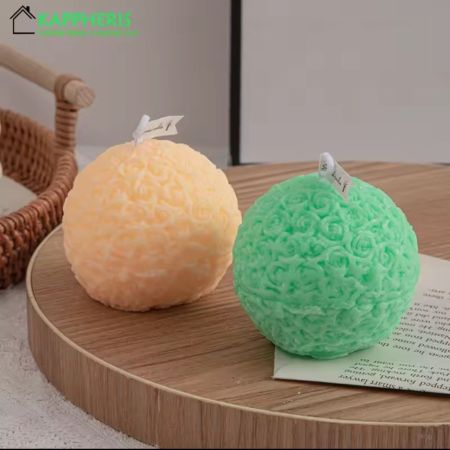 شمعة زفاف معطرة على شكل كرة وردية، شموع عطرية لمركز الزفاف التذكارية (قطعة واحدة)