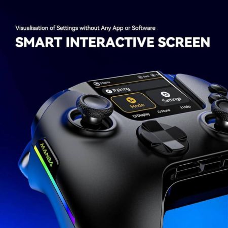 وحدة تحكم الألعاب التفاعلية FIEHDUW NO DRIFT ManbaOne لأجهزة الكمبيوتر/Switch/iOS/Android/Steam Deck، وحدة تحكم بتأثير هول 1800 مللي أمبير/ساعة مع مصباح LED وأزرار رسم الخرائط وقاعدة شحن (أسود)