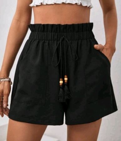شورت SHEIN VCAY Paperbag مع عقدة أمامية على الخصر