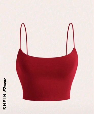 بلوزة كامي نسائية قصيرة محبوكة بلون سادة من SHEIN EZwear