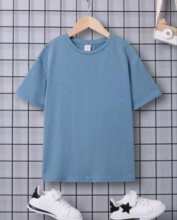 تي شيرت SHEIN Tween Boy Slogan Graphic منسدل الكتف