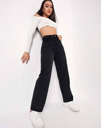 بنطلون جينز EZwear بخصر عالٍ من SHEIN