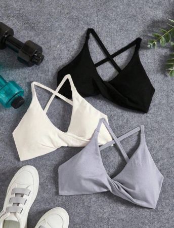 Yoga Basic حمالة صدر رياضية للجمباز بدون ملحقات، تصميم ربط أمامي, ملابس رياضية كاجول