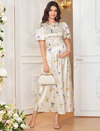 SHEIN فستان كاجوال للحوامل قصير الأكمام، رقبة دائرية أنيق وشاب وناضج، مناسب لحفلات الموسيقى