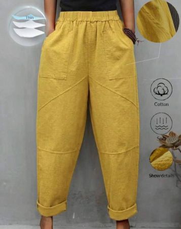 SHEIN JORESS نساء مرونة الخصر مخروطي الشكل بلون سادة فضفاضة البنطلون العارضة مع جيوب