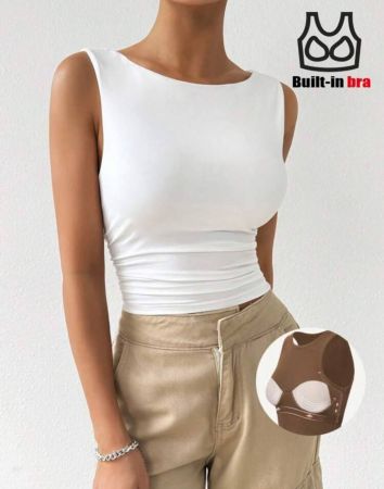 SHEIN EZwear ملابس علوية تانك بسادة وسادة بسيطة لربيع / صيف