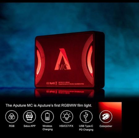 مصباح فيديو Aputure Amaran AL-MC LED RGB TLCI/CRI 96+ RGB 0-360 كامل الألوان 3200-6500K وضع CCT/HSI/FX قابل للتعديل مع تأثير إضاءة مدمج والتحكم في التطبيق والشحن اللاسلكي