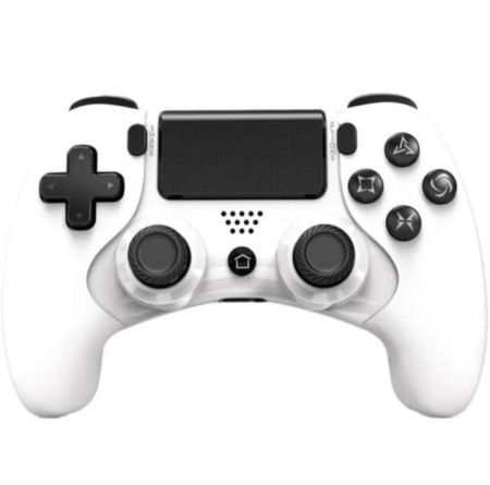 لوحة ألعاب لاسلكية اهتزازية لأجهزة PS4/PS4s/ Pro/PS4s وحدة تحكم ألعاب رفيعة بتقنية البلوتوث مزودة بمستشعر 6 محاور لجهاز بلاي ستيشن 4 (أبيض)