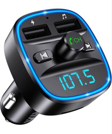 جهاز إرسال FM بتقنية بلوتوث 5.3، طقم سيارة بلوتوث متقدم، منفذي USB مع QC3.0، مكالمة لاسلكية بدون استخدام اليدين لشاشة LED، مشغل موسيقى، محول راديو السيارة يدعم بطاقة USB/TF
