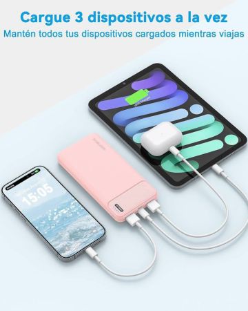 AsperX 2-Pack Power Bank 10000mAh بطارية محمولة USB C Power Bank شاحن محمول سريع الشحن مع 3 مخرج بطارية قابلة لإعادة الشحن لجهاز iPhone 15 14 13 12 Google LG