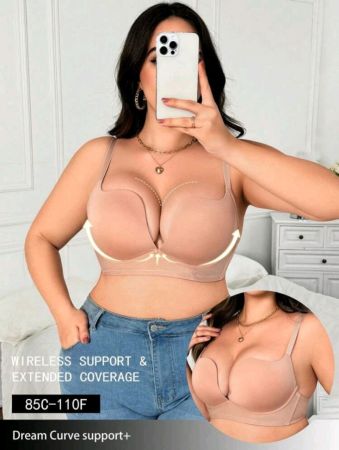 حمالة صدر نسائية كبيرة الحجم بتصميم منحني مع سلك داخلي، ملابس داخلية مريحة وناعمة