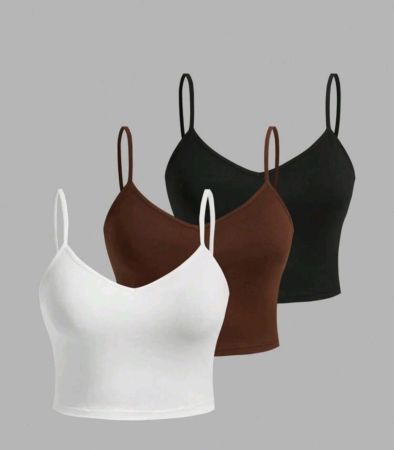 طقم ملابس داخلية نسائية من SHEIN EZwear مكون من 3 قطع بلون سادة، مناسب للصيف، ملابس داخلية نسائية بمقاسات كبيرة لتنحيف الجسم