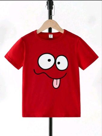 تي شيرت SHEIN Young Boy مطبوع عليه صورة كرتونية بأكمام قصيرة قطعة واحدة