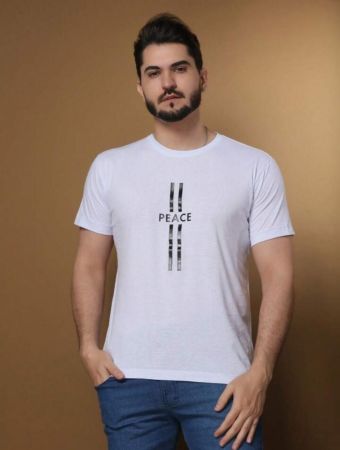 تي شيرت رجالي صيفي كاجوال بأكمام قصيرة ورقبة دائرية مطبوع عليه شعار