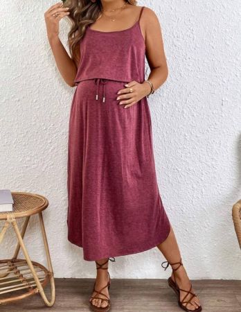 SHEIN فستان حمل بحمالات رفيعة، لون سادة، أنيق للصيف