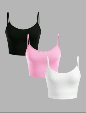 قمصان داخلية قصيرة ضيقة للنساء من SHEIN EZwear، 3 قطع، مناسبة للصيف