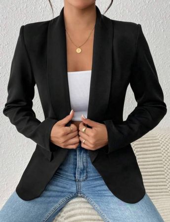SHEIN PETITE بدلة سليم بنصف تفصيل أنيقة للمكتب والتنقلات من المرأة