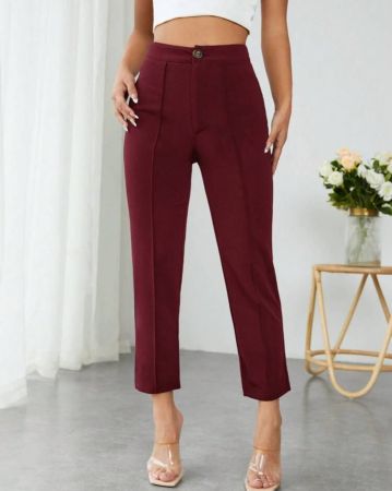 SHEIN PETITE بنطلون طويل خصر عالي بلون سادة