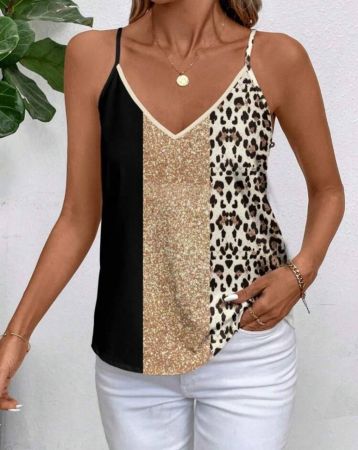 SHEIN Clasi ملابس علوية نسائي فضفاض بطبعة الفهد للصيف