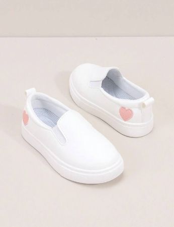 أحذية رياضية بسطح مسطح للأطفال باللون الأبيض سهلة الارتداء ومريحة