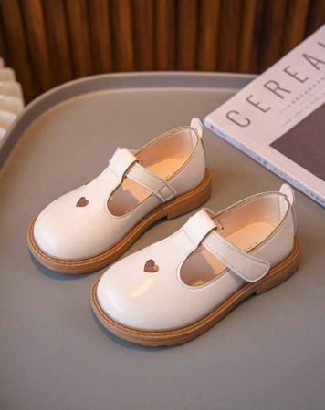 حذاء ماري جين مسطح قلب قص مجوف لاصق سحري بريبي الى خارجي بنات