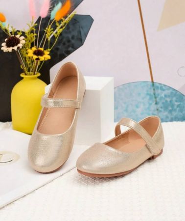 حذاء الأميرة المسطح الجميل المضاد للانزلاق باللون الذهبي للأنشطة الخارجية، مناسبة لفصل الربيع والصيف