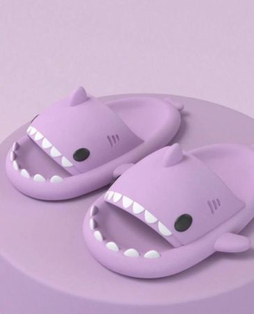 نعال داخلية على شكل القرش للأطفال، نعال خارجية مضادة للانزلاق بتصميم كرتوني للأولاد/البنات