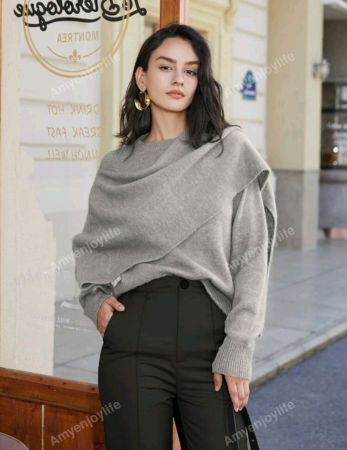 سترة بونشو نسائية بلون واحد بأكمام خفاش، بتصميم أنيق وعصري، ملابس ربيعية للنساء