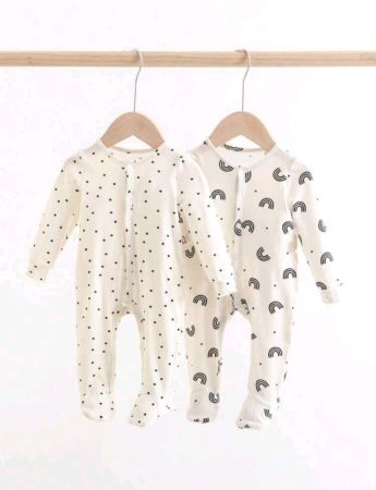 طقم جمبسوت Cozy Pixies للأولاد الصغار محبوك بنقوش قوس قزح، بأكمام طويلة ورقبة مستديرة، مع أقدام