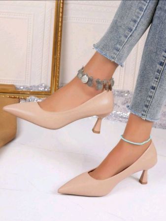 أحذية نسائية بكعب عالٍ مفتوح من الأمام - أحذية بكعب عالٍ بلون واحد ومقدمة مدببة، أحذية نسائية، أحذية بكعب عالٍ للسيدات