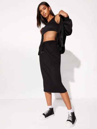 تنورة SHEIN EZwear المستقيمة ذات الرباط المتين