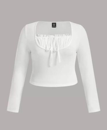 SHEIN MOD تي شيرت طية صدر ربطة امامية مقاس كبير