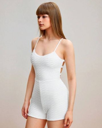 SHEIN Sport Studio بدلة رياضية بلا أكمام وظهر عاري بلون سادة وأحزمة