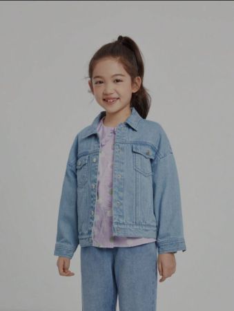 جاكيت جينز قصير للفتيات من Annil Tween مع تطريز على الياقة للربيع والخريف، بلوزة أنيقة غير رسمية