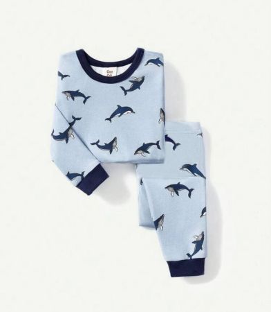 Cozy Pixies مجموعة بجاما قطعتين للأطفال الرضع بناتي تتضمن سترة كنزة ناعمة بطبعة الدلافين مناسبة بقبة دائرية وأكمام طويلة مع بنطلون كاجوال