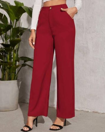 بنطلون بساق واسع موحدة اللون سستة طائر