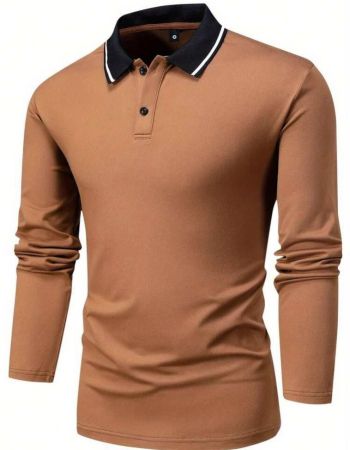 قطعتين بلوزة بولو كاجوال طويلة الأكمام للرجال، مناسبة للربيع والخريف، للاستخدام اليومي والرياضي والعمل الخفيف والنشاطات الخارجية والجولف