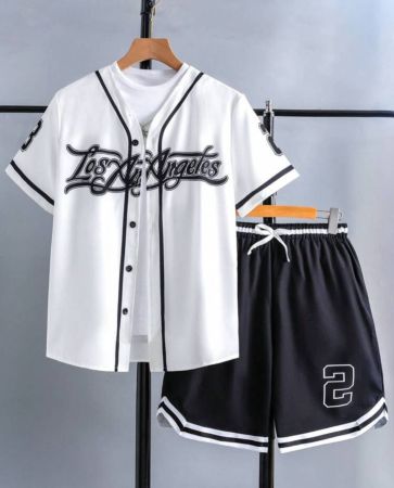 مراهق الأولاد جزء علوي بأكمام قصيرة وسروال رياضي مطبوع بحروف