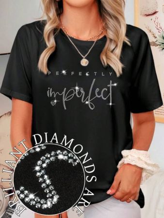 تي شيرت نسائي مقاس كبير مطبوع عليه عبارة 