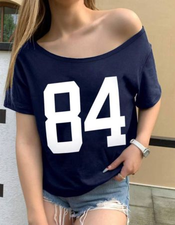 تي شيرت بأكمام قصيرة مع طباعة رقمية كاجوال للمراهقات ، صيفي