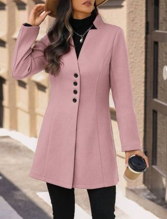 SHEIN Clasi جاكيت صوفي نسائي ضيق بياقة واقفة مناسب للإجازات والأيام العادية