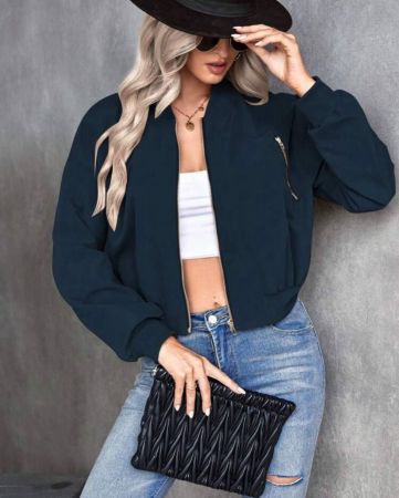 Chiquease سترة بيسبول نسائية بسحاب أمامي