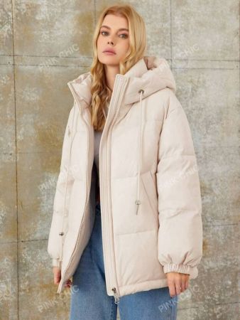 سترة شتوية نسائية كاجوال بغطاء رأس ورباط