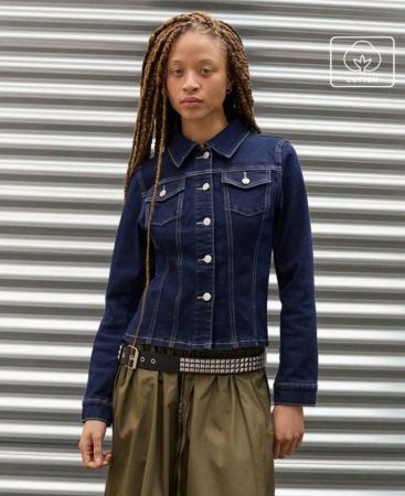 COUREZ جاكيت جينز مطبوع مزين بأزرار قطن فينتاج موديل Y2K