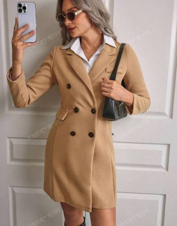 EMERY ROSE معطف كبير بياقة مطوي مسنن وبصفين ازرار