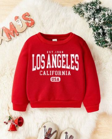 SHEIN بلوزة تدفئة مطبوع عليها حرف خاصة بالأطفال الصغار الذكور ، بلوزة عيد الميلاد للأطفال الذكور الرضع