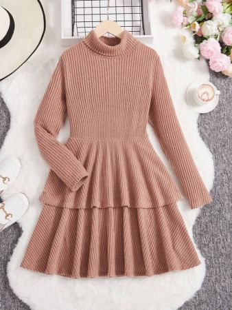 فستان شي إن للفتيات المراهقات ذو الياقة المدورة متعدد الطبقات